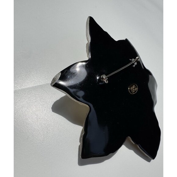 ALEXIS BITTAR Large Glowing Lucite Flower Brooch Signed Crystal Floral Brown - Picture 10 of 11